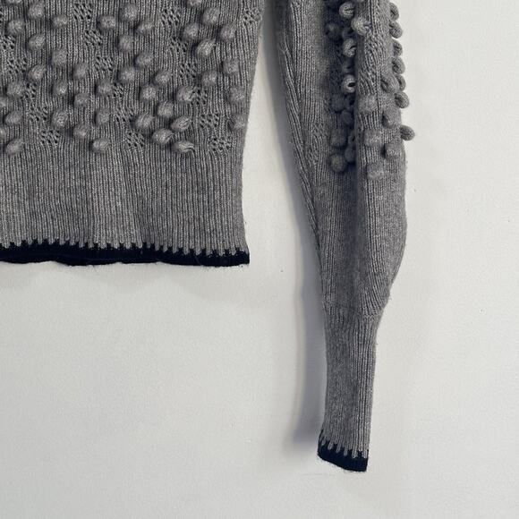BCBGMaxazria Mock Neck Sweater XS Gray Popcorn Stitch Merino Wool Blend NWOT - Picture 2 of 10